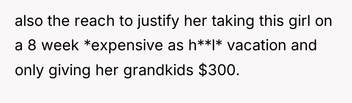also the reach to justify her taking this girl on...