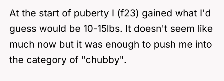 At the start of puberty I (f23) gained what I'd...
