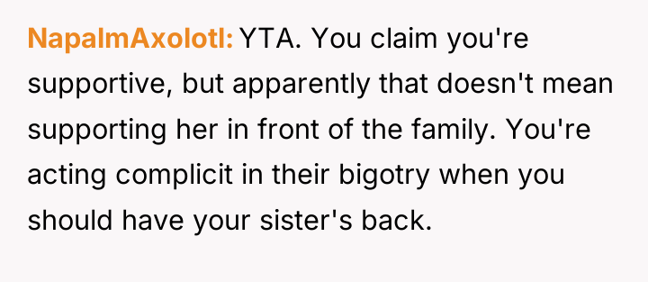 NapalmAxolotl YTA. You claim you're supportive, but apparently that doesn't...