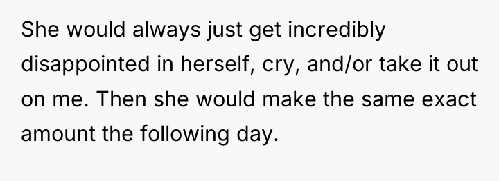 She would always just get incredibly disappointed in herself, cry,...
