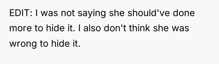 EDIT: I was not saying she should've done more to...