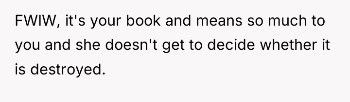 FWIW, it's your book and means so much to you...