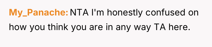 My_Panache NTA I'm honestly confused on how you think you...