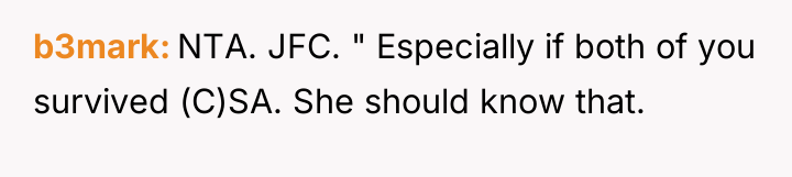 b3mark NTA. JFC. " Especially if both of you survived...