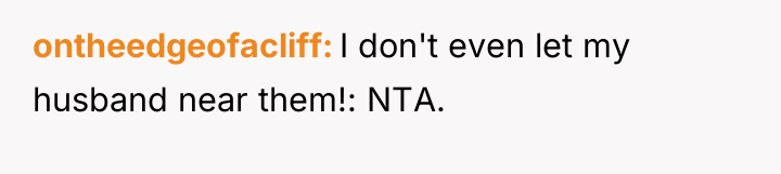 ontheedgeofacliff I don't even let my husband near them!: NTA.