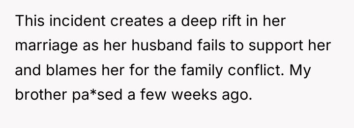 This incident creates a deep rift in her marriage as...