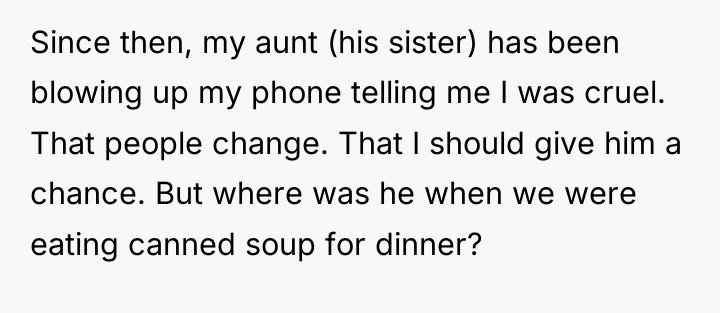 Since then, my aunt (his sister) has been blowing up...