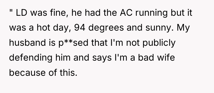 " LD was fine, he had the AC running but...