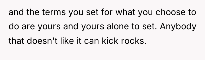 and the terms you set for what you choose to...