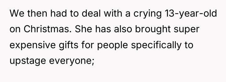 We then had to deal with a crying 13-year-old on...