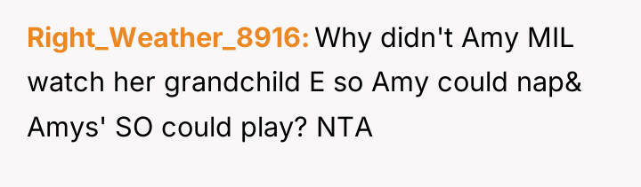 Right_Weather_8916 Why didn't Amy MIL watch her grandchild E so...
