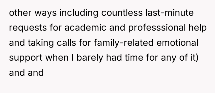 other ways including countless last-minute requests for academic and professsional...