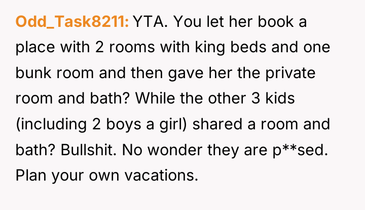 Odd_Task8211 YTA. You let her book a place with 2...