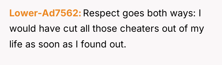 Lower-Ad7562 Respect goes both ways: I would have cut all...