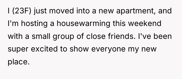 I (23F) just moved into a new apartment, and I'm...