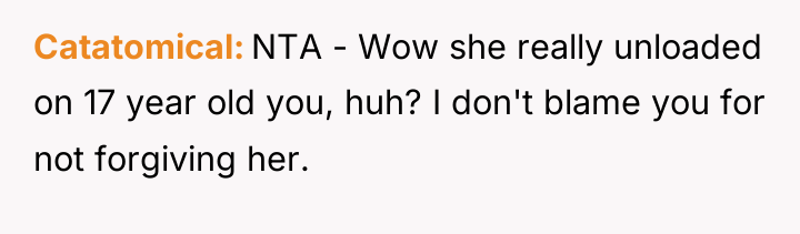 Catatomical NTA - Wow she really unloaded on 17 year...