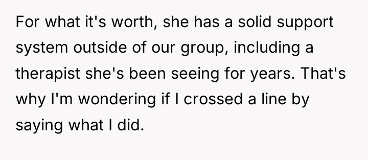 For what it's worth, she has a solid support system...