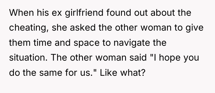 When his ex girlfriend found out about the cheating, she...