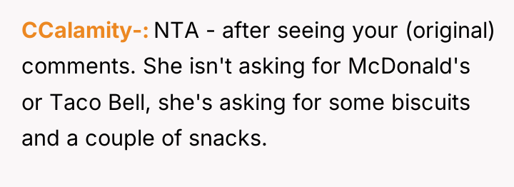 CCalamity- NTA - after seeing your (original) comments. She isn't...
