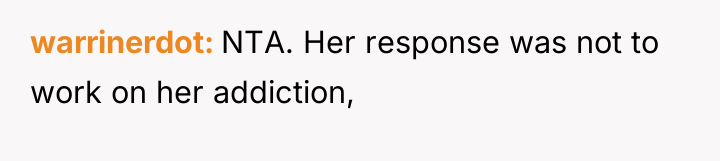 warrinerdot NTA. Her response was not to work on her...