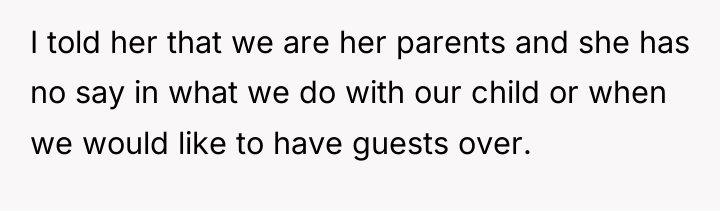 I told her that we are her parents and she...