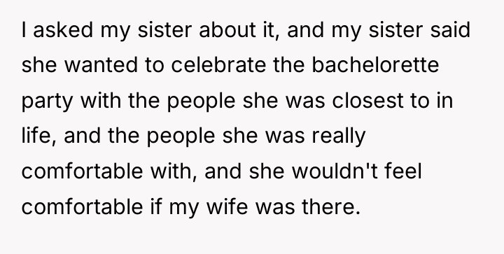 I asked my sister about it, and my sister said...