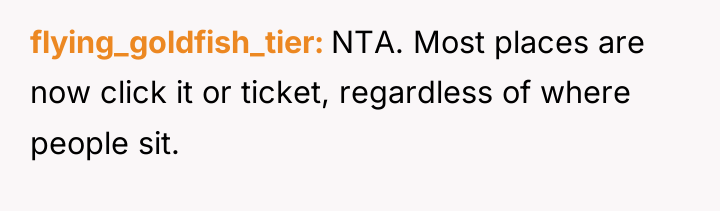 flying_goldfish_tier NTA. Most places are now click it or ticket,...