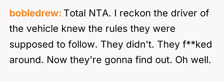 bobledrew Total NTA. I reckon the driver of the vehicle...