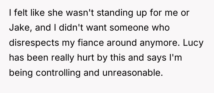 I felt like she wasn't standing up for me or...