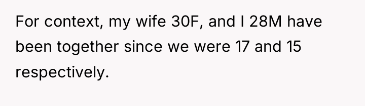 For context, my wife 30F, and I 28M have been...