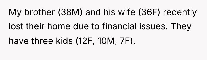 My brother (38M) and his wife (36F) recently lost their...