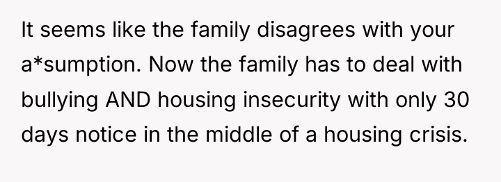 It seems like the family disagrees with your a*sumption. Now...