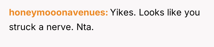 honeymooonavenues Yikes. Looks like you struck a nerve. Nta.
