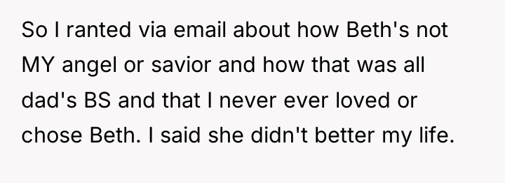So I ranted via email about how Beth's not MY...