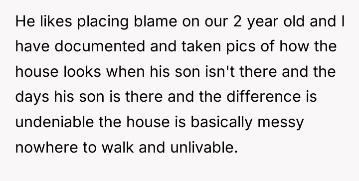 He likes placing blame on our 2 year old and...