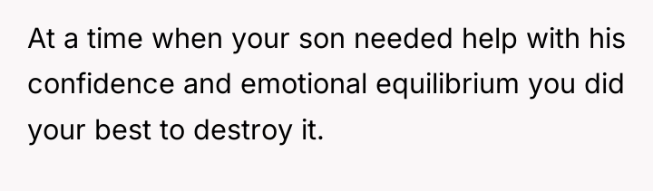 At a time when your son needed help with his...