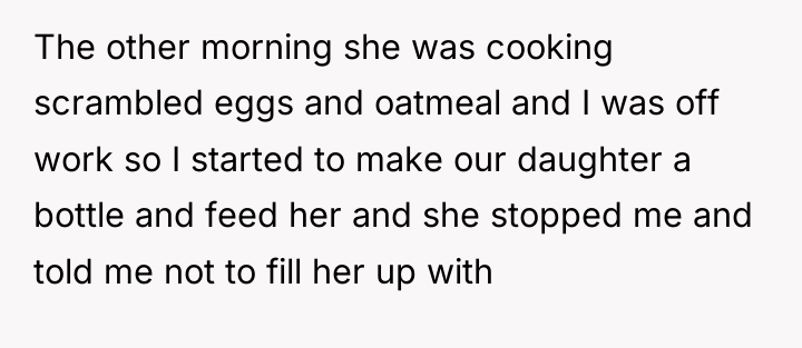 The other morning she was cooking scrambled eggs and oatmeal...