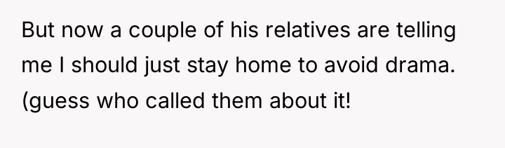 But now a couple of his relatives are telling me...