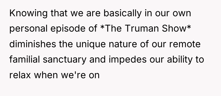 Knowing that we are basically in our own personal episode...