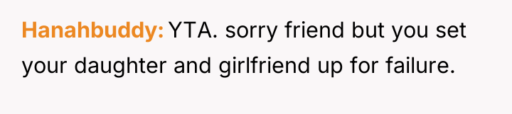 Hanahbuddy YTA. sorry friend but you set your daughter and...