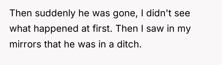 Then suddenly he was gone, I didn't see what happened...