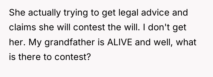 She actually trying to get legal advice and claims she...