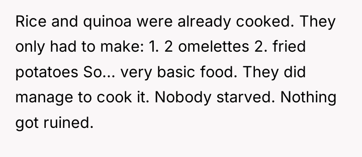 Rice and quinoa were already cooked. They only had to...