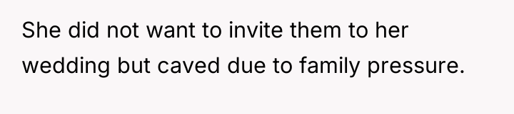 She did not want to invite them to her wedding...