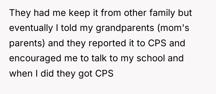 They had me keep it from other family but eventually...