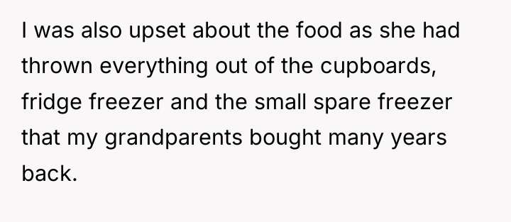 I was also upset about the food as she had...