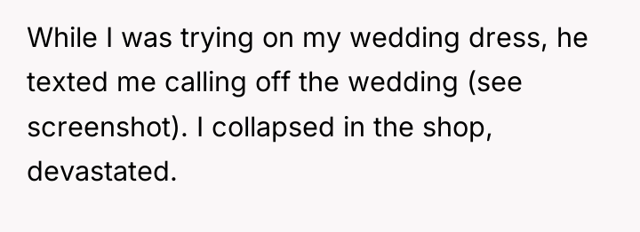 While I was trying on my wedding dress, he texted...