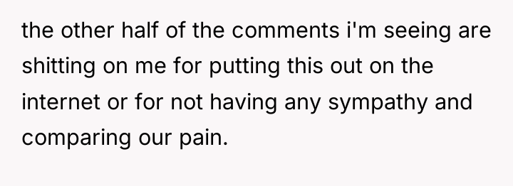 the other half of the comments i'm seeing are shitting...
