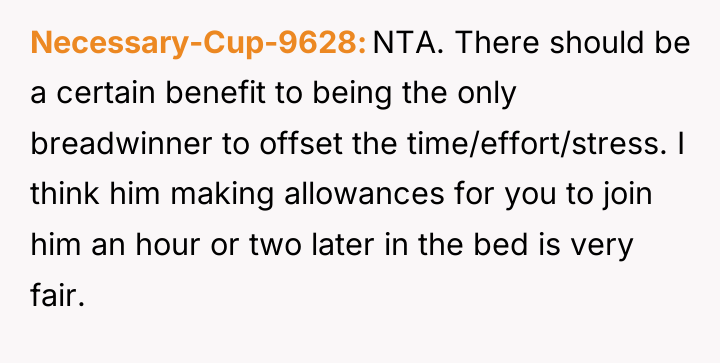 Necessary-Cup-9628 NTA. There should be a certain benefit to being...