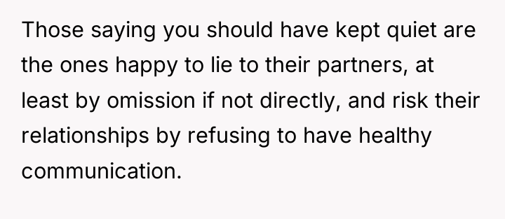 Those saying you should have kept quiet are the ones...